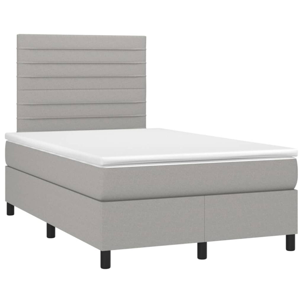 Produktbild för Ramsäng med madrass ljusgrå 120x200 cm tyg