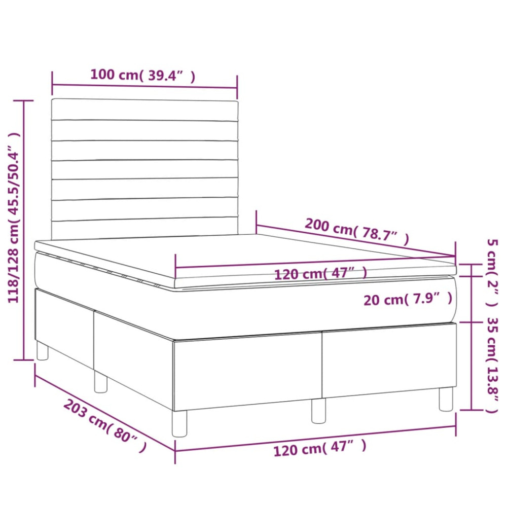 Produktbild för Ramsäng med madrass mörkgrå 120x200 cm tyg
