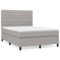 Produktbild för Ramsäng med madrass ljusgrå 140x190 cm tyg