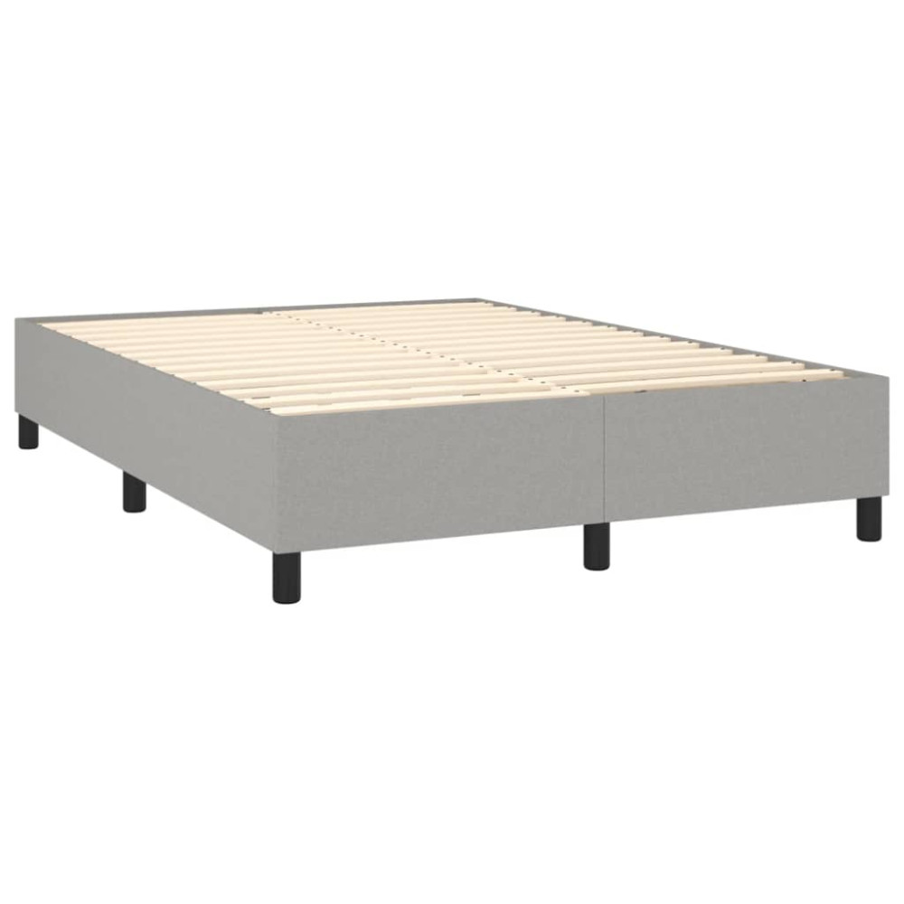 Produktbild för Ramsäng med madrass ljusgrå 140x190 cm tyg
