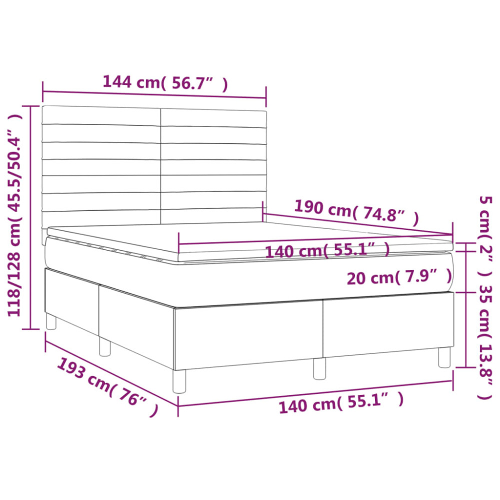 Produktbild för Ramsäng med madrass blå 140x190 cm tyg