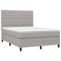 Produktbild för Ramsäng med madrass ljusgrå 140x200 cm tyg