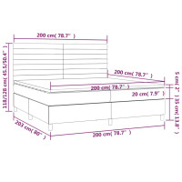 Produktbild för Ramsäng med madrass mörkgrå 200x200 cm tyg
