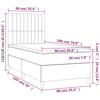 Produktbild för Ramsäng med madrass ljusgrå 90x190 cm tyg