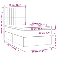 Produktbild för Ramsäng med madrass ljusgrå 90x200 cm tyg