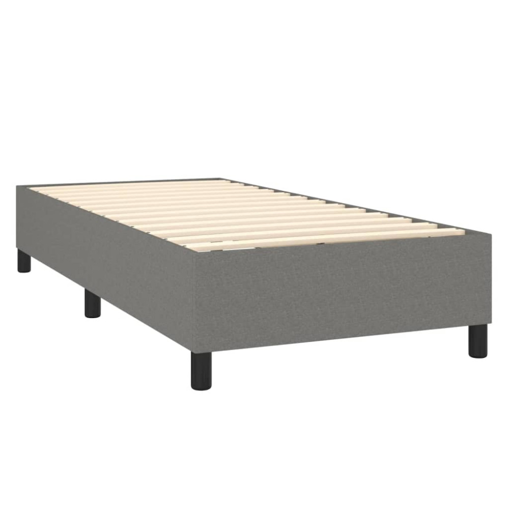 Produktbild för Ramsäng med madrass mörkgrå 90x200 cm tyg