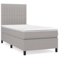 Produktbild för Ramsäng med madrass ljusgrå 100x200 cm tyg