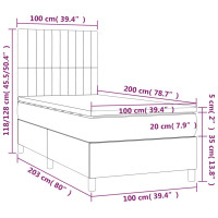 Produktbild för Ramsäng med madrass ljusgrå 100x200 cm tyg