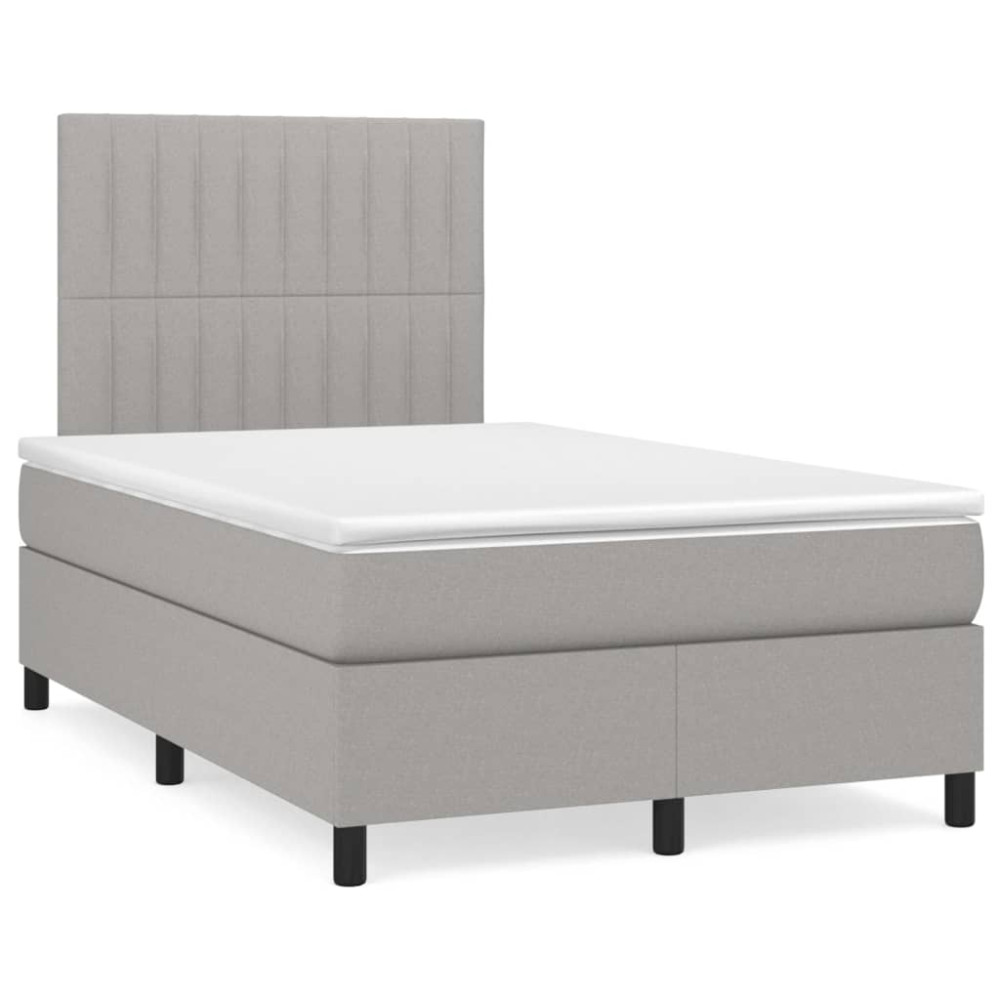Produktbild för Ramsäng med madrass ljusgrå 120x200 cm tyg