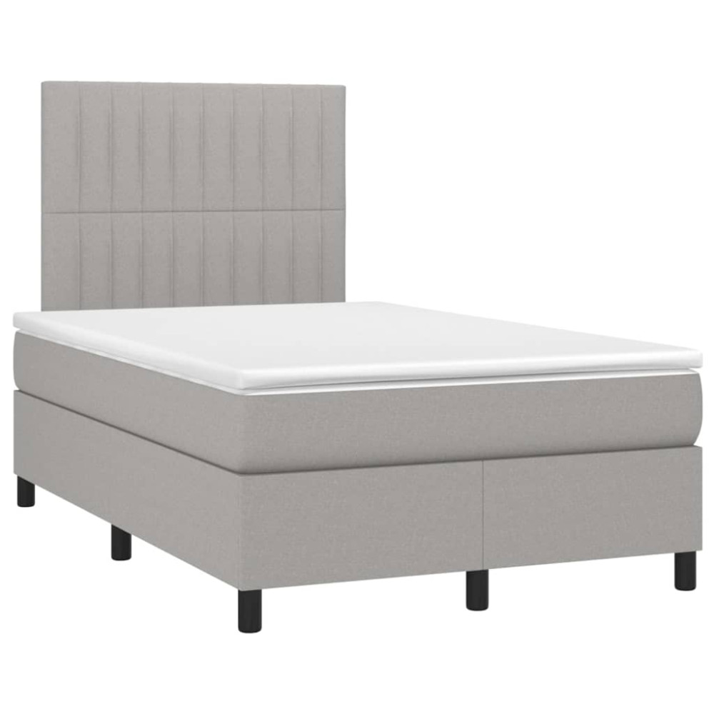 Produktbild för Ramsäng med madrass ljusgrå 120x200 cm tyg