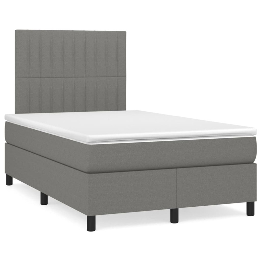 Produktbild för Ramsäng med madrass mörkgrå 120x200 cm tyg
