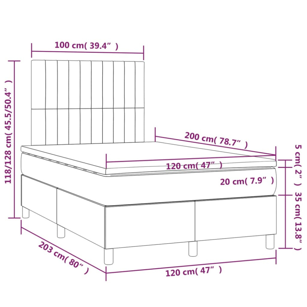 Produktbild för Ramsäng med madrass mörkgrå 120x200 cm tyg