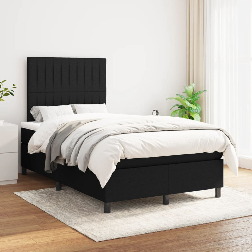Produktbild för Ramsäng med madrass svart 120x200 cm tyg