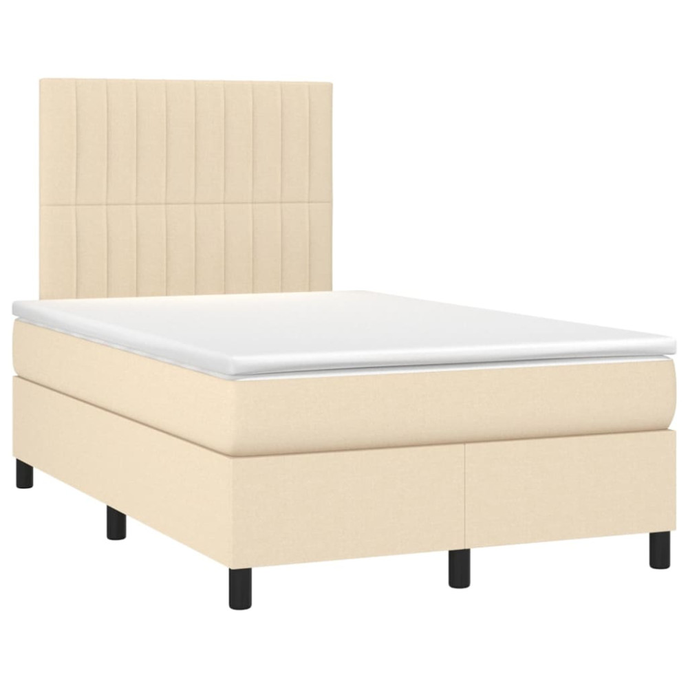 Produktbild för Ramsäng med madrass gräddvit 120x200 cm tyg