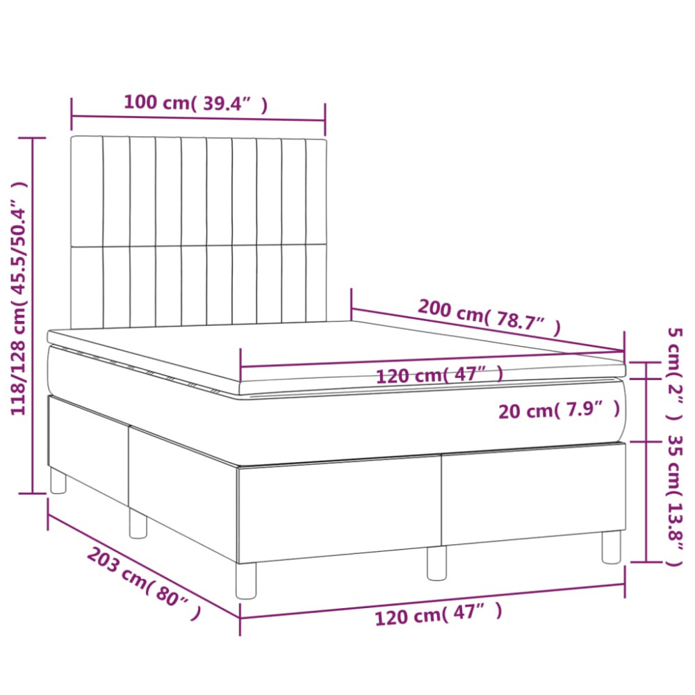 Produktbild för Ramsäng med madrass gräddvit 120x200 cm tyg