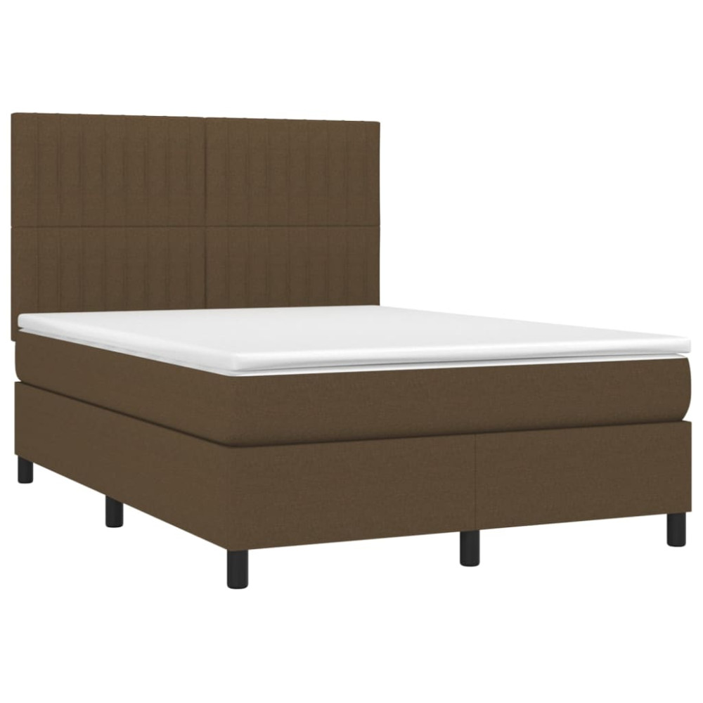 Produktbild för Ramsäng med madrass mörkbrun 140x200 cm tyg