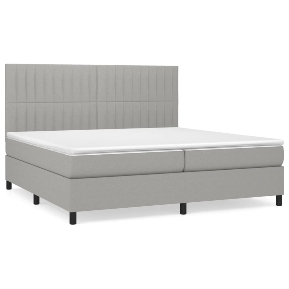 Produktbild för Ramsäng med madrass ljusgrå 200x200 cm tyg