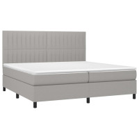 Produktbild för Ramsäng med madrass ljusgrå 200x200 cm tyg