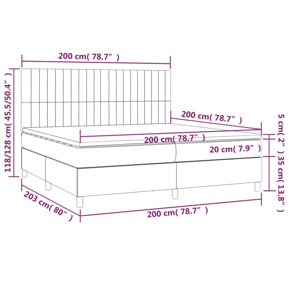 Produktbild för Ramsäng med madrass ljusgrå 200x200 cm tyg