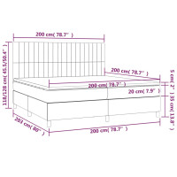 Produktbild för Ramsäng med madrass ljusgrå 200x200 cm tyg