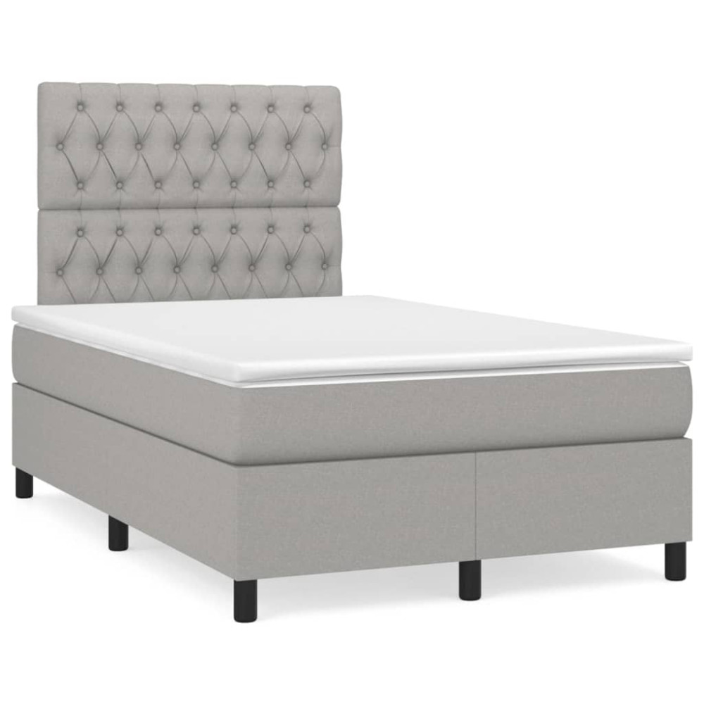 Produktbild för Ramsäng med madrass ljusgrå 120x200 cm tyg