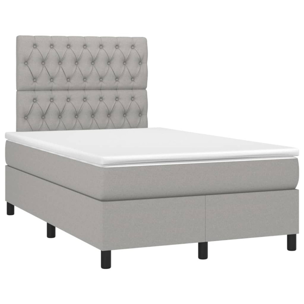Produktbild för Ramsäng med madrass ljusgrå 120x200 cm tyg