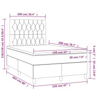 Produktbild för Ramsäng med madrass ljusgrå 120x200 cm tyg