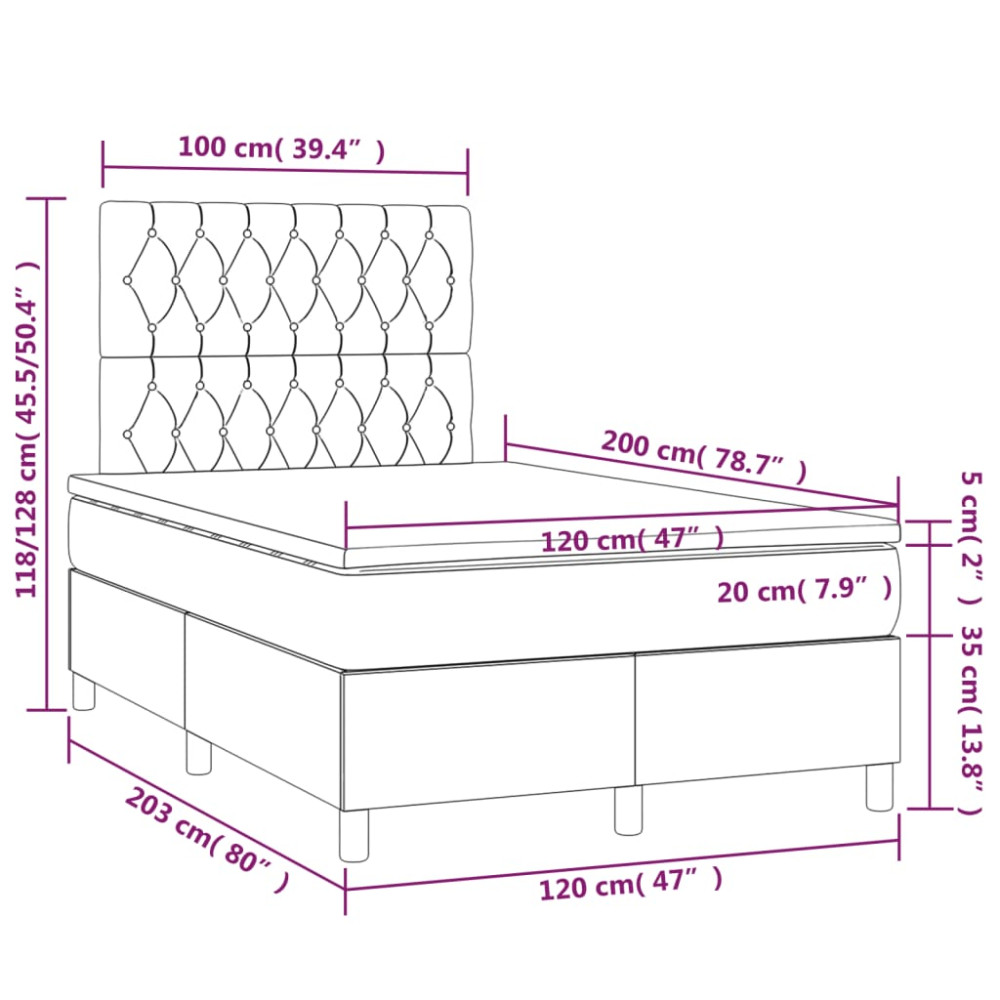 Produktbild för Ramsäng med madrass gräddvit 120x200 cm tyg