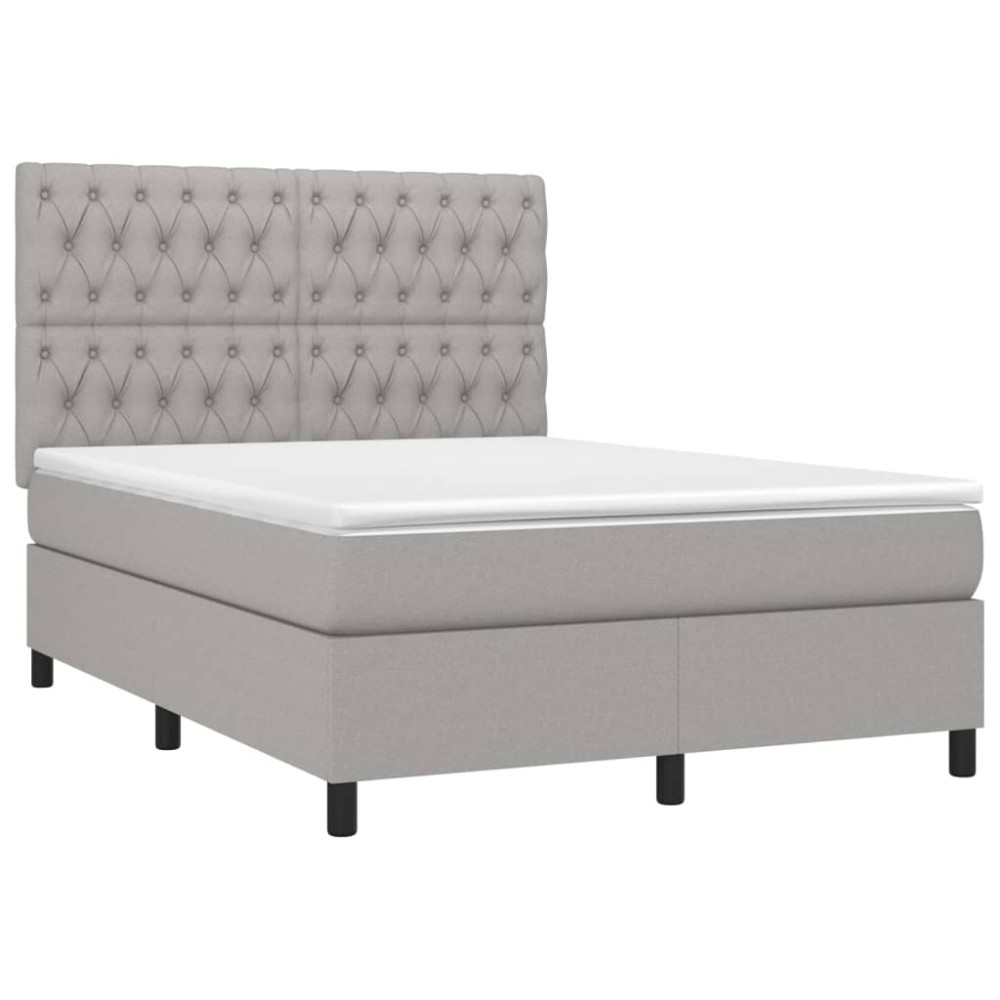 Produktbild för Ramsäng med madrass ljusgrå 140x190 cm tyg