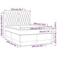 Produktbild för Ramsäng med madrass mörkgrå 140x190 cm tyg