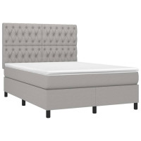 Produktbild för Ramsäng med madrass ljusgrå 140x200 cm tyg