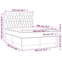 Produktbild för Ramsäng med madrass ljusgrå 140x200 cm tyg