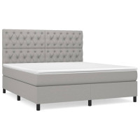Produktbild för Ramsäng med madrass ljusgrå 160x200 cm tyg