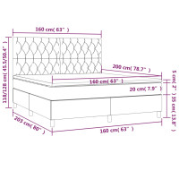 Produktbild för Ramsäng med madrass ljusgrå 160x200 cm tyg