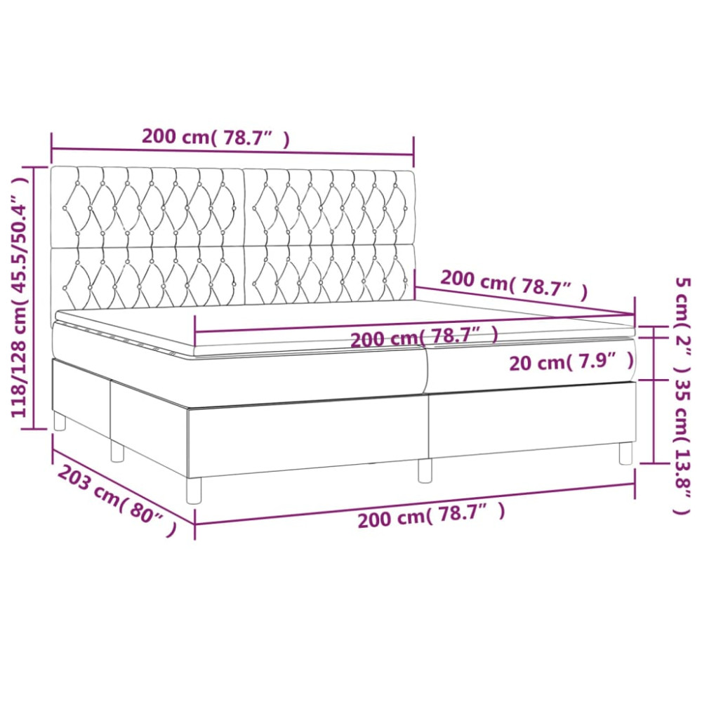 Produktbild för Ramsäng med madrass ljusgrå 200x200 cm tyg