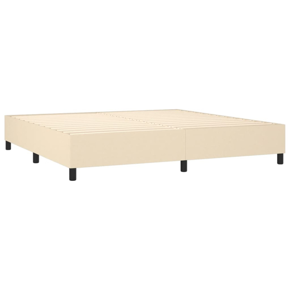 Produktbild för Ramsäng med madrass gräddvit 200x200 cm tyg