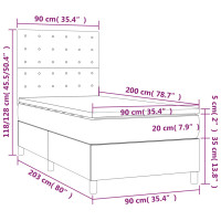 Produktbild för Ramsäng med madrass ljusgrå 90x200 cm tyg