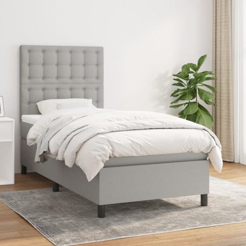 vidaXL Ramsäng med madrass ljusgrå 100x200 cm tyg