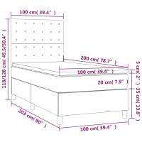 Produktbild för Ramsäng med madrass mörkbrun 100x200 cm tyg