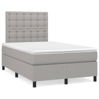 Produktbild för Ramsäng med madrass ljusgrå 120x200 cm tyg