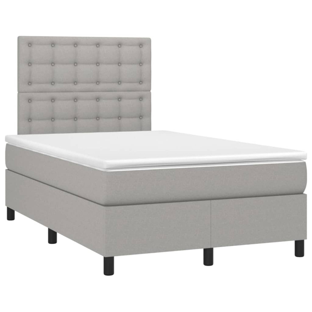 Produktbild för Ramsäng med madrass ljusgrå 120x200 cm tyg