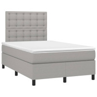 Produktbild för Ramsäng med madrass ljusgrå 120x200 cm tyg
