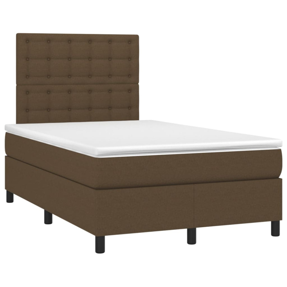 Produktbild för Ramsäng med madrass mörkbrun 120x200 cm tyg