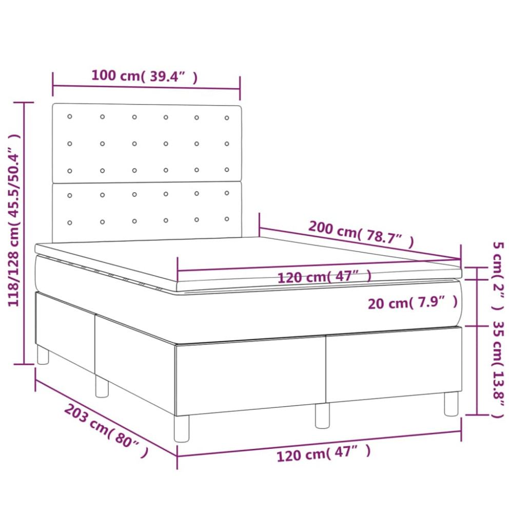 Produktbild för Ramsäng med madrass mörkbrun 120x200 cm tyg