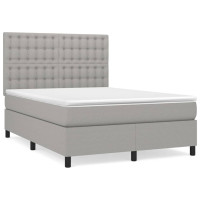 Produktbild för Ramsäng med madrass ljusgrå 140x190 cm tyg
