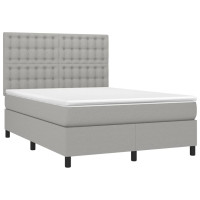 Produktbild för Ramsäng med madrass ljusgrå 140x190 cm tyg