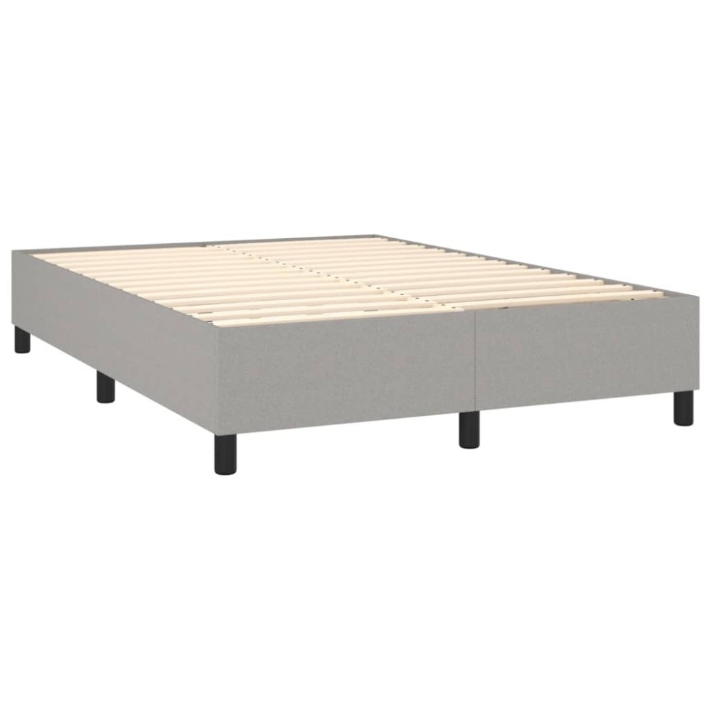 Produktbild för Ramsäng med madrass ljusgrå 140x190 cm tyg