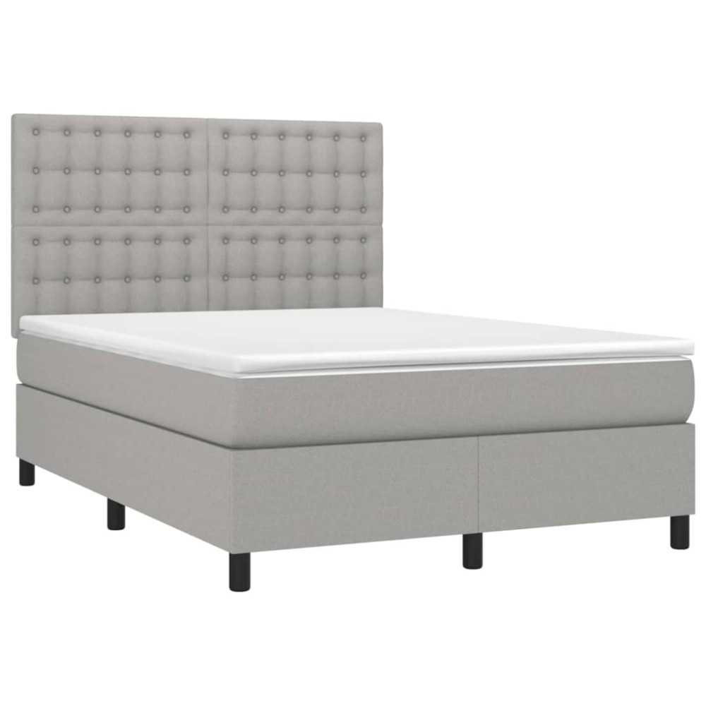 Produktbild för Ramsäng med madrass ljusgrå 140x200 cm tyg