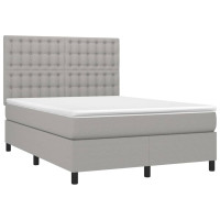 Produktbild för Ramsäng med madrass ljusgrå 140x200 cm tyg