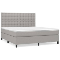 Produktbild för Ramsäng med madrass ljusgrå 160x200 cm tyg